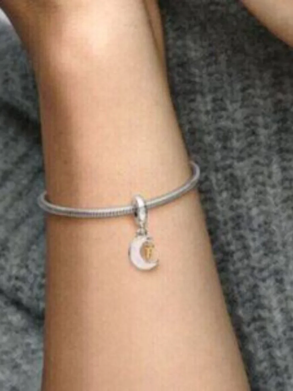 Pandora Two-tone Key & Moon Dangle Charm